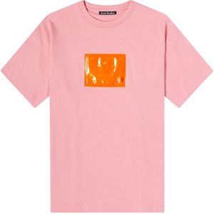 Acne Studios, Tops, Dames, Roze, M, Katoen, Bubblegum Pink Logo T-Shirt