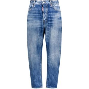 Dsquared2, Jeans, Heren, Blauw, L, Denim, Blauwe Cropped Denim Jeans