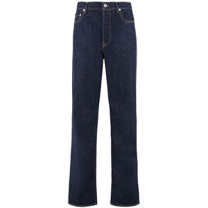 Kenzo, Jeans, Heren, Blauw, W29, Katoen, Asagao Straight-Leg Jeans met Metalen Knopen