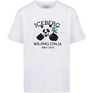 Iceberg, Tops, Heren, Wit, 2Xl, Katoen, T-shirt met logo en cartoon graphics