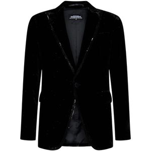 Dsquared2, Jassen, Heren, Zwart, M, Polyester, Heren Single Breasted Blazer