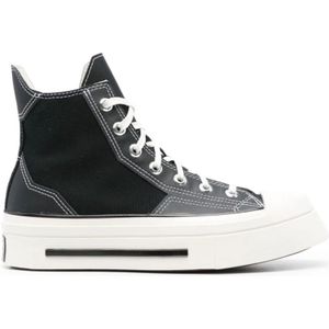 Converse, Schoenen, Dames, Zwart, 35 1/2 EU, Leer, Zwarte Leren Panel Sneakers