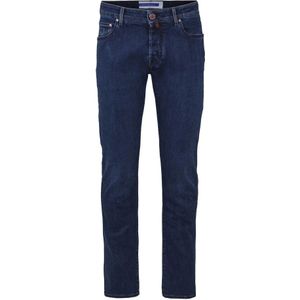 Jacob Cohën, Slim Fit Denim Jeans met Borduursel en Leren Patch Blauw, Heren, Maat:W36