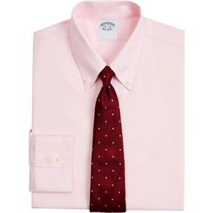 Brooks Brothers, Roze Slim Fit Stretch Supima Katoen Non-Iron Twill Overhemd met Button-Down Kraag Roze, Heren, Maat:XL
