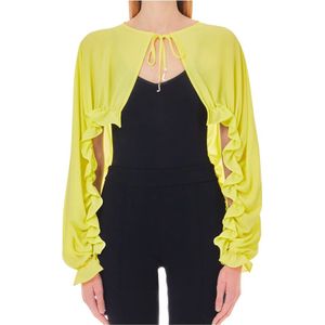 Liu Jo, Jassen, Dames, Geel, ONE Size, Polyester, Gerimpelde Lemon Cream Blouse