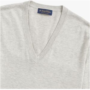 Brooks Brothers, Truien, Heren, Grijs, M, Katoen, V-neck Truien