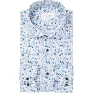 Profuomo, Blauwe overhemden met lange mouwen Blauw, Heren, Maat:M