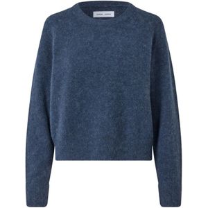 Samsøe Samsøe, Truien, Dames, Blauw, M, Wol, Alpaca Wol Oversized Ronde Hals Sweater