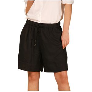 Mason's, Korte broeken, Dames, Zwart, 3Xs, Linnen, Portovenere Dames Chino Bermuda Shorts