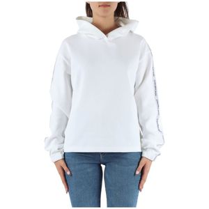 Calvin Klein Jeans, Sweatshirts & Hoodies, Dames, Wit, XL, Katoen, Katoenmix hoodie met logoprint