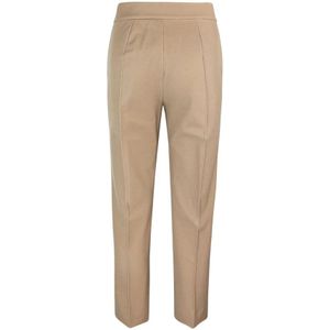 Max Mara Studio, Broeken, Dames, Beige, S, Katoen, Slim Fit Cotton Broeken