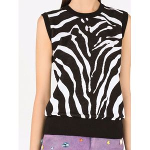 Dolce & Gabbana, Tops, Dames, Veelkleurig, S, Gedurfd Zebra Patroon Top