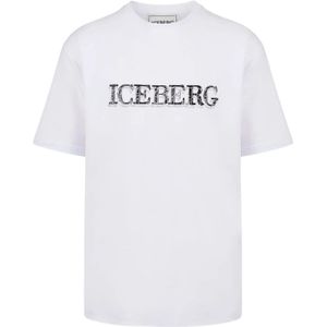 Iceberg, Witte T-shirt met logo Wit, Heren, Maat:4XL