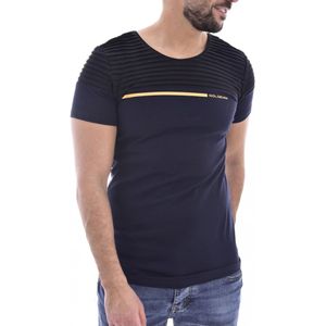 Goldenim paris, Katoen twee -kolor t -shirt Blauw, Heren, Maat:L