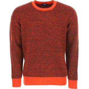 Drumohr, Truien, Heren, Rood, L, Bruin Bordeaux Ronde Hals Sweaters