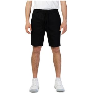 Only & Sons, Korte broeken, Heren, Zwart, S, Katoen, Zwarte katoen-linnen shorts