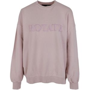 Rotate Birger Christensen, Sweatshirts & Hoodies, Dames, Roze, M, Logo Crewneck Gebreide Sweat