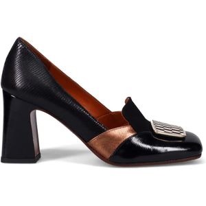Chie Mihara, Schoenen, Dames, Zwart, 38 EU, Suède, Zwarte platte schoenen met geometrische print