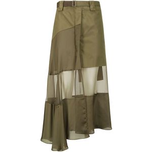 Sacai, Midi Skirts Groen, Dames, Maat:M