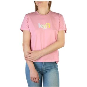 Levi's, Tops, Dames, Roze, L, Katoen, Lente/Zomer Dames T-shirt