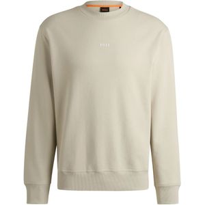 Hugo Boss, Sweatshirts & Hoodies, Heren, Beige, 2Xl, Katoen, Crewneck Sweatshirt French Terry Fleece Logo