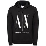 Armani Exchange, Sweatshirts & Hoodies, Heren, Zwart, XL, Katoen, Zwarte Sweatshirt met Capuchon en Geborduurd Logo