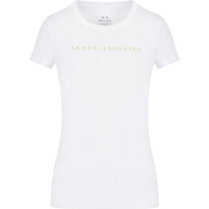 Armani Exchange, Tops, Dames, Wit, L, Katoen, Klassiek Heren T-Shirt
