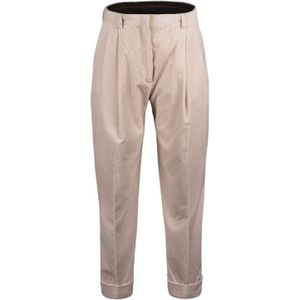 Moorer, Moderne Design Katoenen Corduroy Broek Beige, Dames, Maat:XS