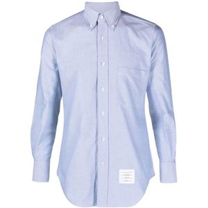 Thom Browne, Overhemden, Heren, Blauw, L, Katoen, Heldere Blauwe Button-Down Overhemd