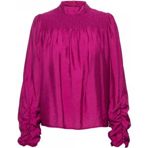 &Co Woman, Blouses & Shirts, Dames, Roze, XS, Modal Top met opstaande kraag