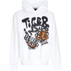 Disclaimer, Tiger Hoodie Wit Streetwear Wit, Heren, Maat:XL