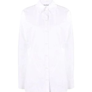 Acne Studios, Blouses & Shirts, Dames, Wit, M, Katoen, Witte Overhemd met Lange Mouwen