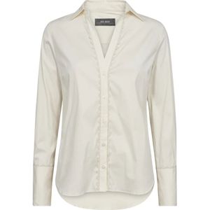 MOS Mosh, Blouses & Shirts, Dames, Beige, XS, Katoen, Feminine Wave Shirt met Geborduurde Rand