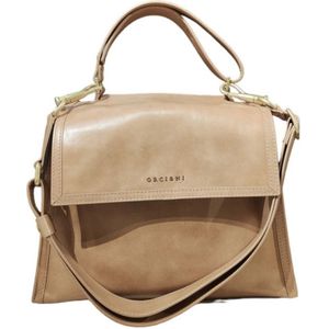 Orciani, Kameel Sveva Medium Leren Tas Bruin, Dames, Maat:ONE Size