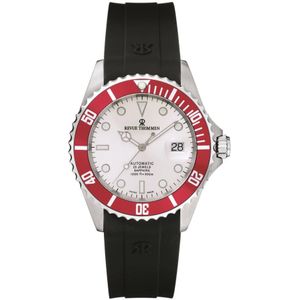 Revue Thommen, Accessoires, Heren, Rood, ONE Size, Automatisch Siliconen Horloge Witte Wijzerplaat