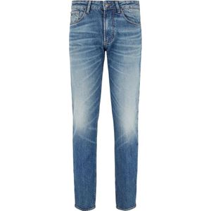 Emporio Armani, Jeans, Heren, Blauw, W33, Denim, Slim Fit Denim Jeans Lage Taille