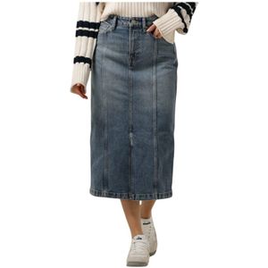 Tommy Jeans, Rokken, Dames, Blauw, W27, Stijlvolle Midi Rok Claire