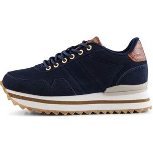 Woden, Nora III Suede Plateau Sneaker Blauw, Dames, Maat:40 EU