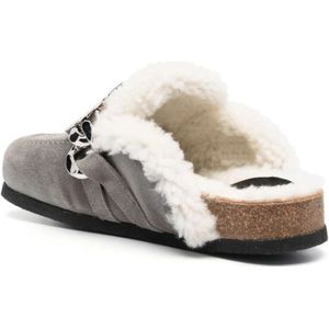 JW Anderson, Schoenen, Dames, Grijs, 37 EU, Leer, Grijze Suede Loafers met Gespsluiting