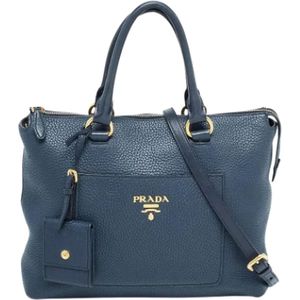 Prada Vintage, Pre-owned Leather prada-bags Blauw, Dames, Maat:ONE Size