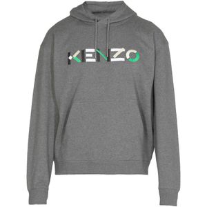 Kenzo, Sweatshirts & Hoodies, Heren, Grijs, M, Katoen, Katoenen hoodie met geborduurd logo