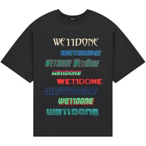 We11Done, Tops, Heren, Grijs, XS, Logo Grafische Oversized T-shirt Grijs