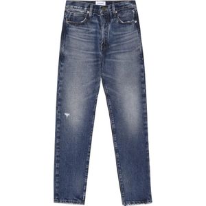 Frame, Slim Fit Jeans met hoge taille en destroyed effecten Blauw, Dames, Maat:W26