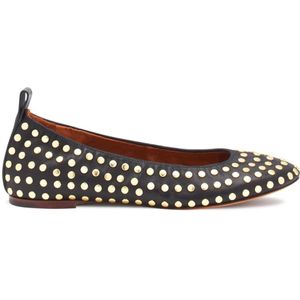 Lanvin, Schoenen, Dames, Zwart, 38 EU, Zwarte gestudeerde ballerina flats