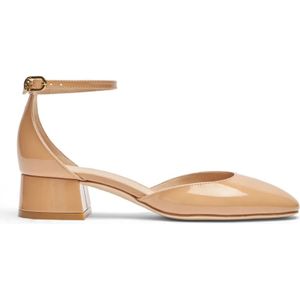 Stuart Weitzman, Schoenen, Dames, Beige, 38 EU, Elegante Strap Pump met Vrouwelijke Details