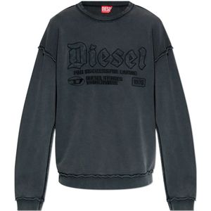 Diesel, Sweatshirts & Hoodies, Heren, Grijs, 2Xl, Katoen, Sweatshirt met ruwe afwerking S-Boxt-Raw