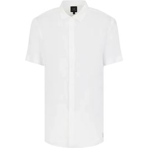 Armani Exchange, Overhemden, Heren, Wit, XL, Witte Korte Mouw Overhemden