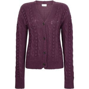 Jane Lushka, Stijlvol en Comfortabel Julie Cardigan Paars, Dames, Maat:S