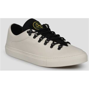 Stone Island, Schoenen, Heren, Wit, 41 EU, Leer, Leren Vetersneakers Fw 24