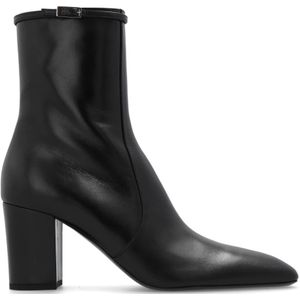 Saint Laurent, Schoenen, Dames, Zwart, 40 EU, Leer, ‘Betty’ enkellaarsjes met hak